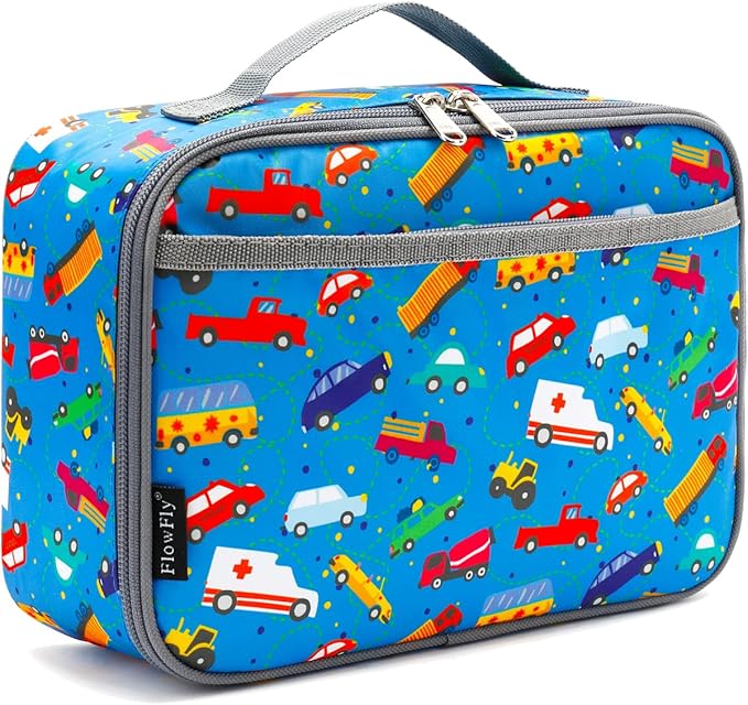 FlowFly Kids Lunch box Insulated Soft Bag Mini Cooler Back to School Thermal Meal Tote Kit for Girls, Boys, Car