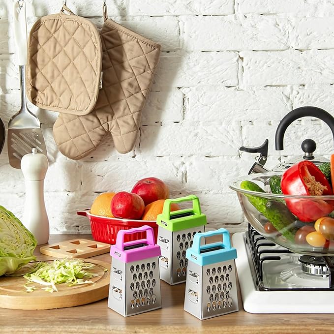 6Pcs Mini Cheese Grater, Stainless Steel Professional Box Grater Efficient Kitchen Small Gadget for Grating Garlic Ginger Vegetable Chocolate Parmesan
