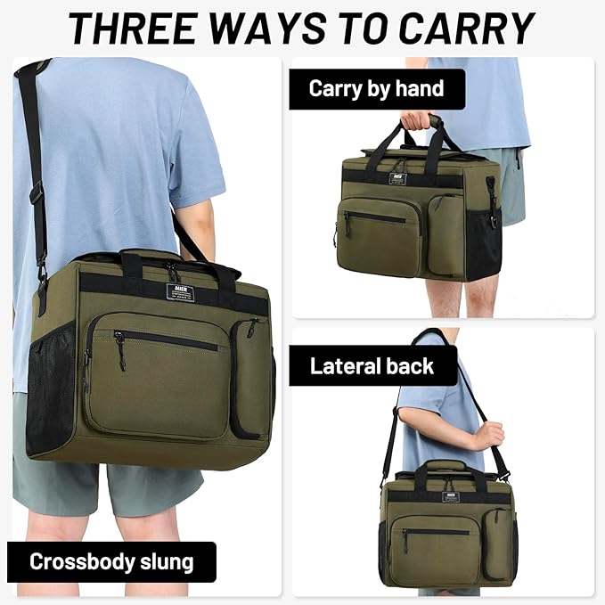 MIER 30L Extra Large Soft Cooler Bag with Bottle Opener for Camping Beach BBQ Grocery Golf Leakproof Picnic Lunch Bag, Collapsible, Top Flip Lid, 45Can (Dark Green)