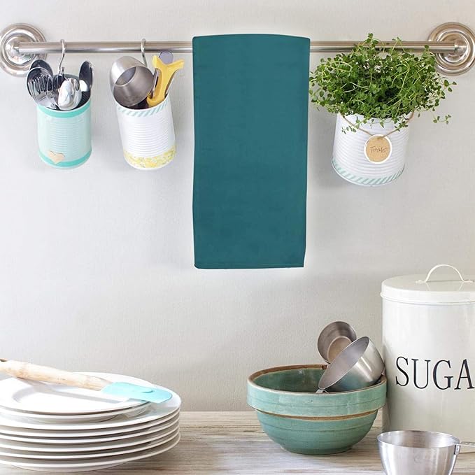 Urban Villa Kitchen Towels Premium Quality 100% Cotton Solid Kitchen Towels Set of 6 Ultra Soft Size 20X30 Inches Teal Color Kitchen Towel Highly Absorbent KitchenTowels