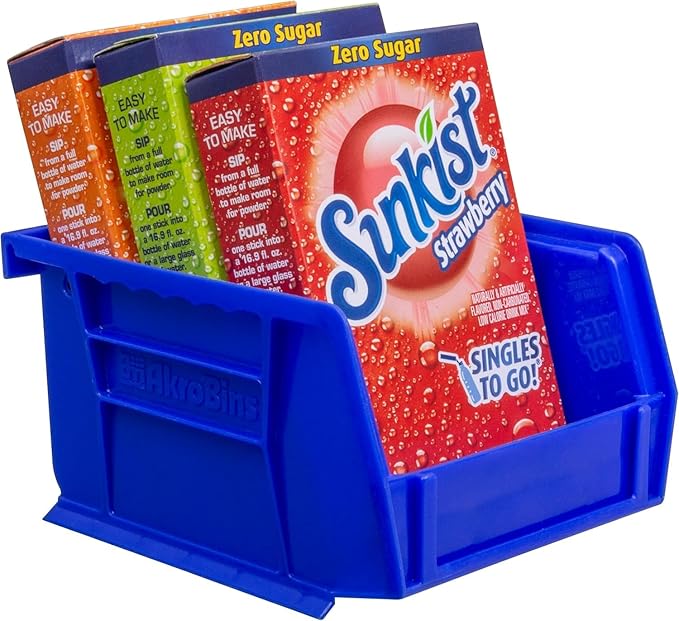 Akro-Mils 30210 AkroBins Plastic Storage Bins, Space-Saving Stackable Bins for Garage, Pantry, Craft Organization, 5" x 4" x 3", Blue, 6-Pack