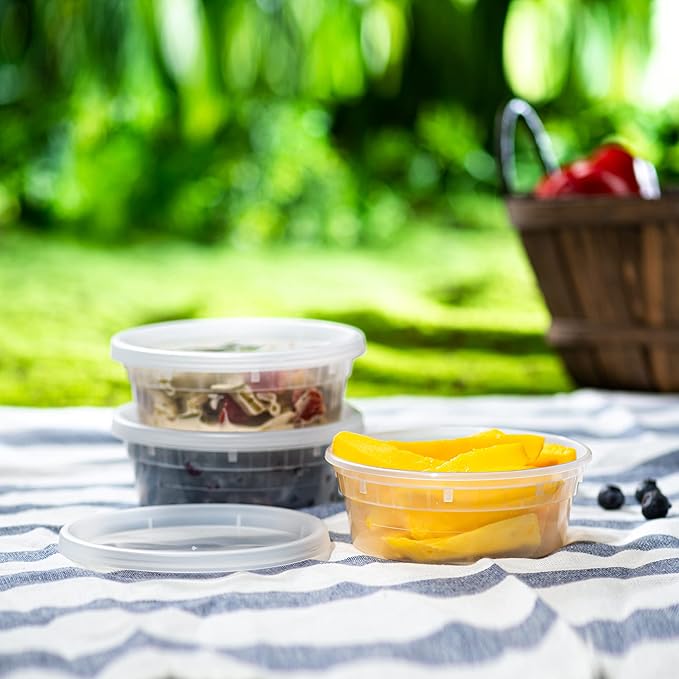 [24 Sets] 8 oz. Deli Food Storage Freezer Containers With Leak-proof Lids
