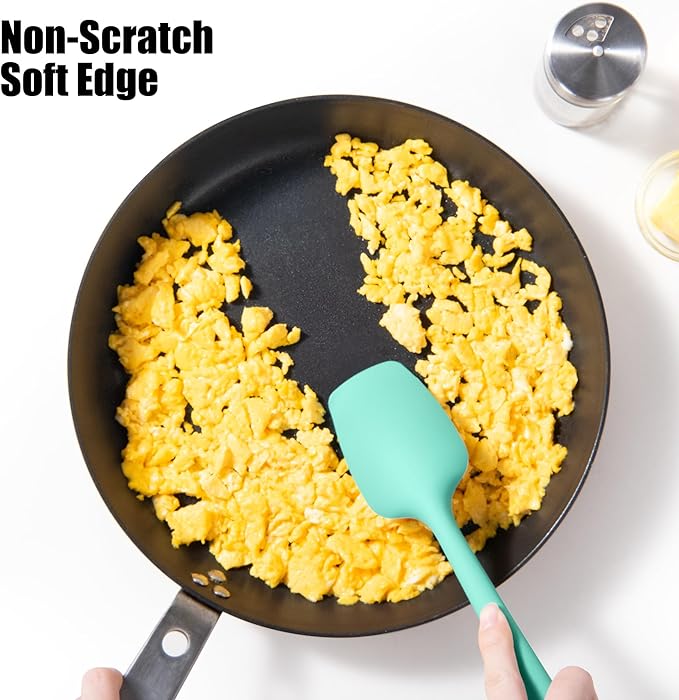 3-Piece Silicone Spatula Scrapers: Doosu 600°F Heat Resistant Food Grade Kitchen BPA Free Rubber Baking Cooking Tool Nonstick Utensil Set for Mixing, Scraping, Folding, Stirring, Serving (Multi-3)