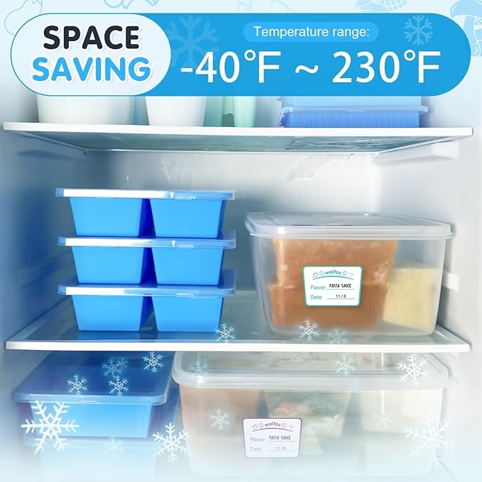 Walfos Silicone Soup Freezer Container, 1.5-Cup Soup Freezer Cube Tray with Lid Prevents Freezer.Soup Freezer Molds.BPA FREE and Dishwasher Safe.Silicone Mold for Soup and Food Storage -blue- 3-Pack