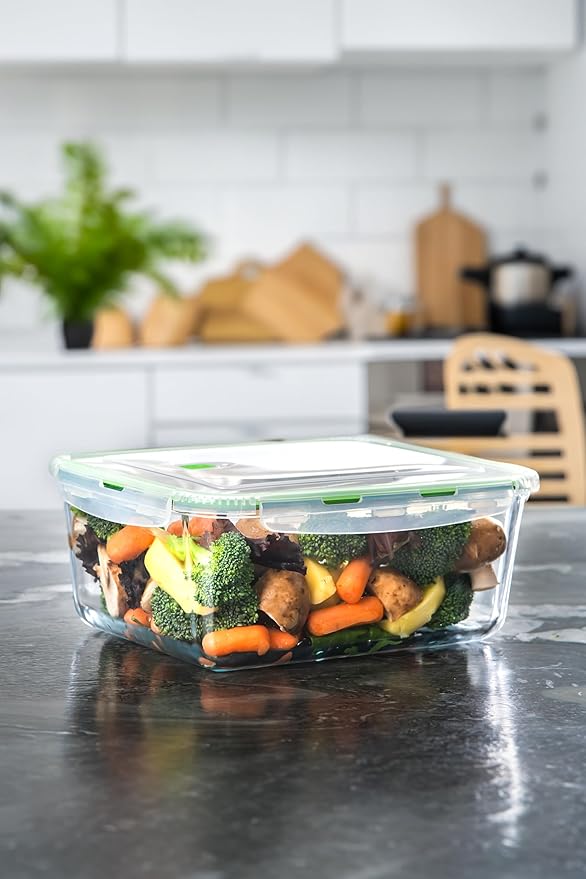 120 oz Large Glass Food Storage Containers with Airtight Lids 3.5 L Family Size Extra Large Bakeware Marinating Lock Baking Dish Container Glass Bowls Rectangle