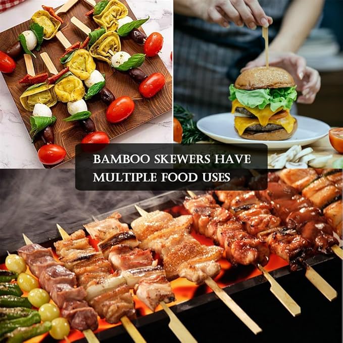 200 Pcs 8 Inch Bamboo Wood Paddle Picks Skewers, Toothpicks for Appetizers for Cocktail, Drinks, Appetizers，Fruit, Sausage, Sandwich, Barbeque Snacks, Natural Wooden Paddle Skewer Mini Food