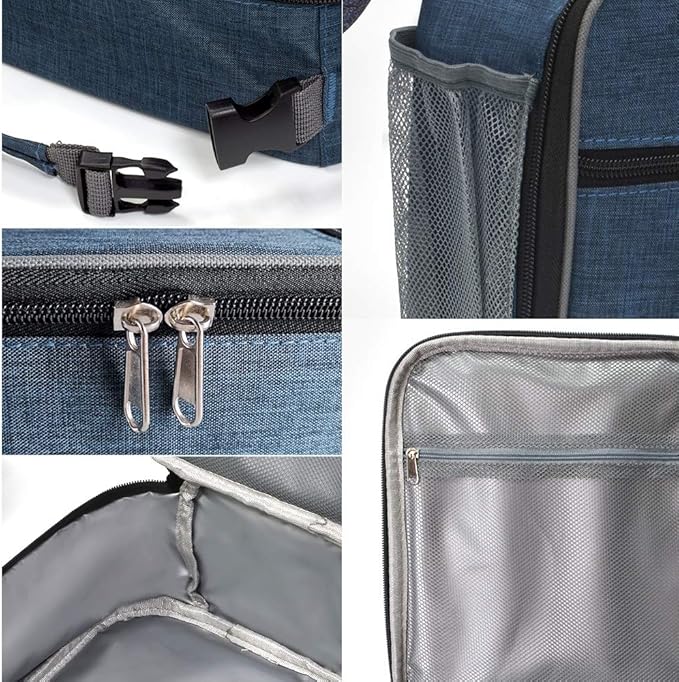 Navy Blue Insulated Lunch Bag, Leakproof Portable Cooler Box with Handle for Men, Women, Boys, Girls, 10.2" L x 4.3" W x 8.6" H