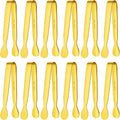 BEWOS 12Pcs Mini Serving Tongs - 4.3 Inch 304 Stainless Steel Ice Tongs, Gold Serving Tongs for Charcuterie Boards Accessories Serving, Coffee Bar, Tea Party, Desserts Banquet and Ice Bucket