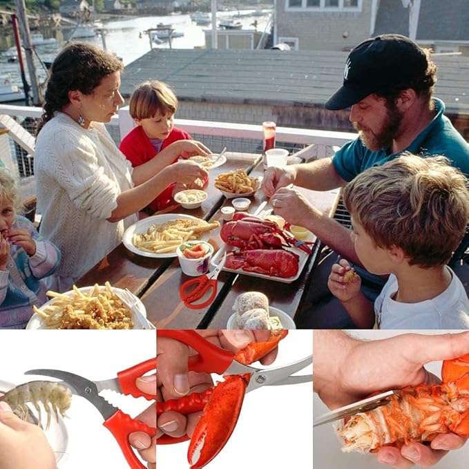 Calary 4Pcs Seafood Scissors Crab Scissors Seafood Shears Multifunctional Crab Leg Crackers and Tools