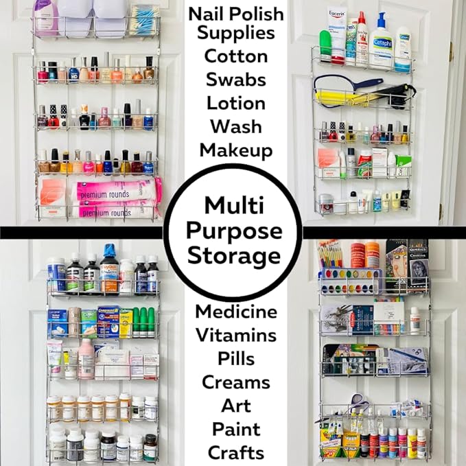 Evelots 5-Tier 40-Jar Hanging Organizer/Wall-Door Mount/Pantry Door Organizer/Large Organizer for Cabinet Door