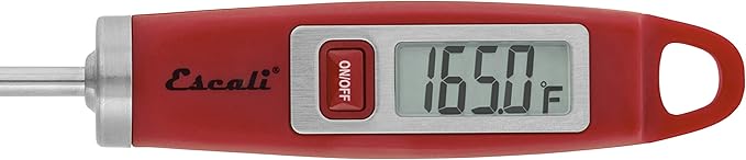Escali DH1 Gourmet Digital Meat Thermometer with Extra Long Probe, NSF Certified, Red