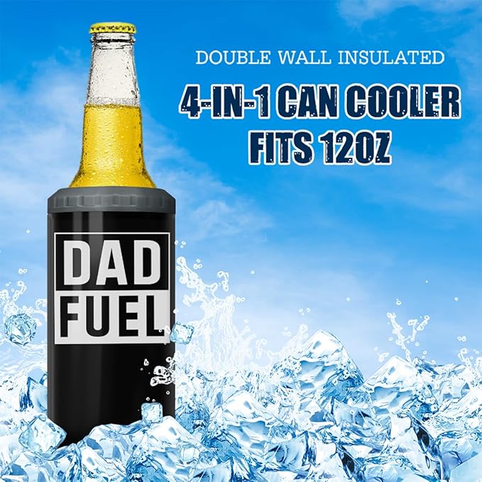 SANDJEST 4-in-1 Tumbler Gifts for Dad from Daughter Son - 12oz Dad Fuel Can Cooler Tumblers Travel Mug Cup - Stainless Steel Insulated Cans Coozie Christmas, Birthday, Father's Day Gift for Daddy