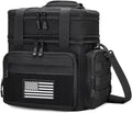 Tactical Lunch Box for Men, Insulated Lunch Bag Adult, Thermal Lunchbox Leakproof Waterproof Cooler Bag, Large Lunch Pail for Work Office Camping Travel (Black-Molle)