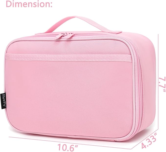 FlowFly Kids Lunch box Insulated Soft Bag Mini Cooler Back to School Thermal Meal Tote Kit for Girls, Boys, Pink