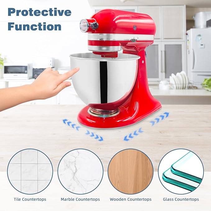 Mixer Slider Mat for Kitchen Aid 4.5-5 Qt Tilt Head Stand Mixer, Glossy Sliding Tray Mixer Sliders for Kitchenaid Artisan Mixer, Kitchen Aid Accessories and Attachments, Countertop Storage, Clear
