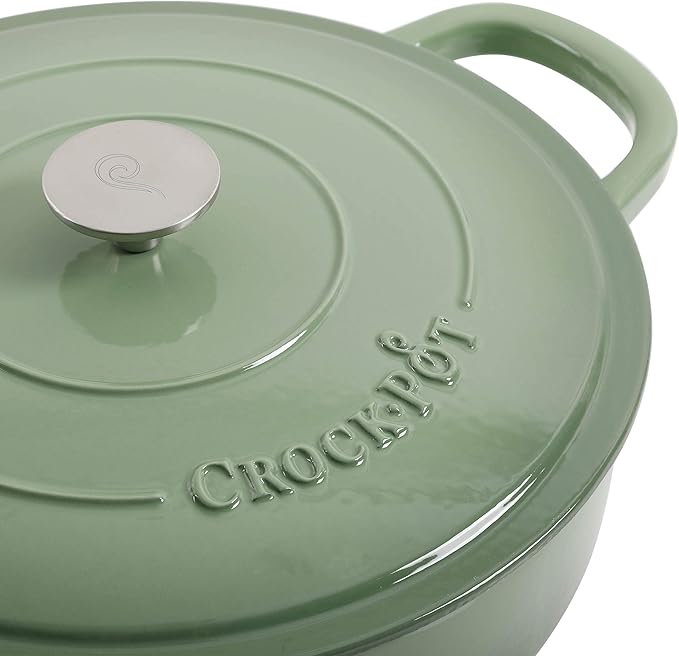 Crock Pot Artisan Enameled Cast Iron Braiser W/Lid, 5-Quart, Pistachio