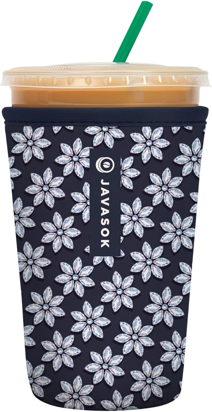 Sok It JavaSok Iced Coffee & Cold Soda Insulated Neoprene Cup Sleeve (Frost Yourself, Medium: 22-28oz)
