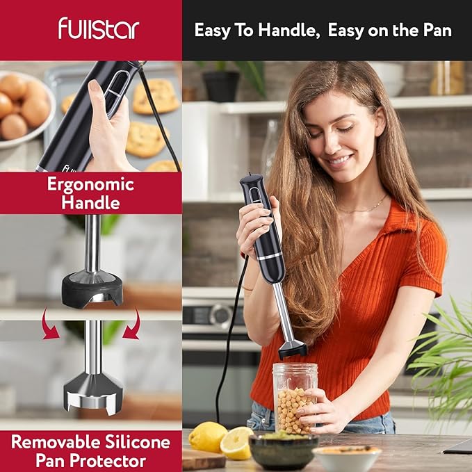 Immersion Blender Set, 300W Handheld Electric Hand Mixer, Smoothie Blender (300W, Black)