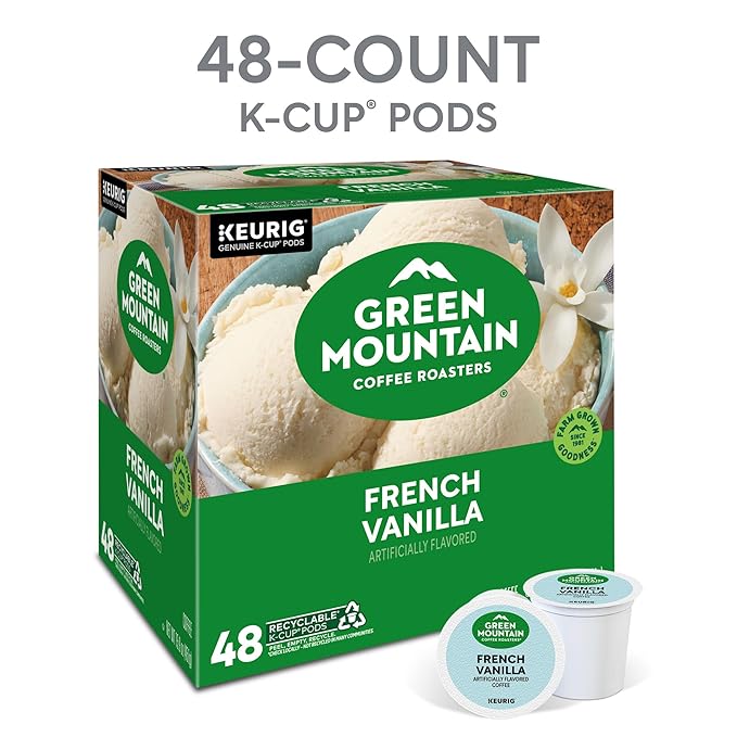 Green Mountain Coffee Roasters French Vanilla Coffee, Keurig Single-Serve K-Cup Pods, Light Roast, 48 Count