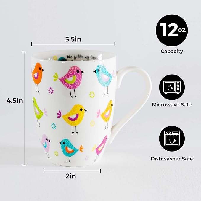 Divinity Boutique Inspirational Ceramic Mug with Birds-Psalm 103:5, He Fills My Life With Good Things, Multicolor, One Size, 12 ounces