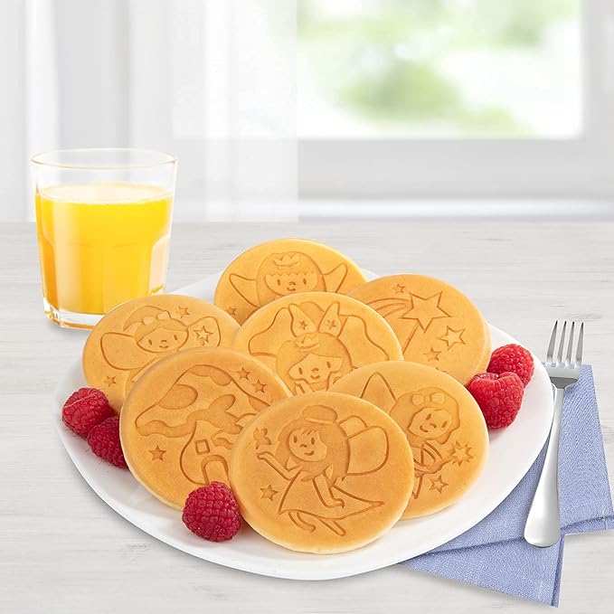 Fairy Friends Mini Pancake Pan - Make 7 Unique Flapjacks - Nonstick Griddle for Breakfast Princess Magic & Quick Easy Cleanup - Adorable and Bite Sized, Xmas Gift for Kids and Adults, Boys or Girls