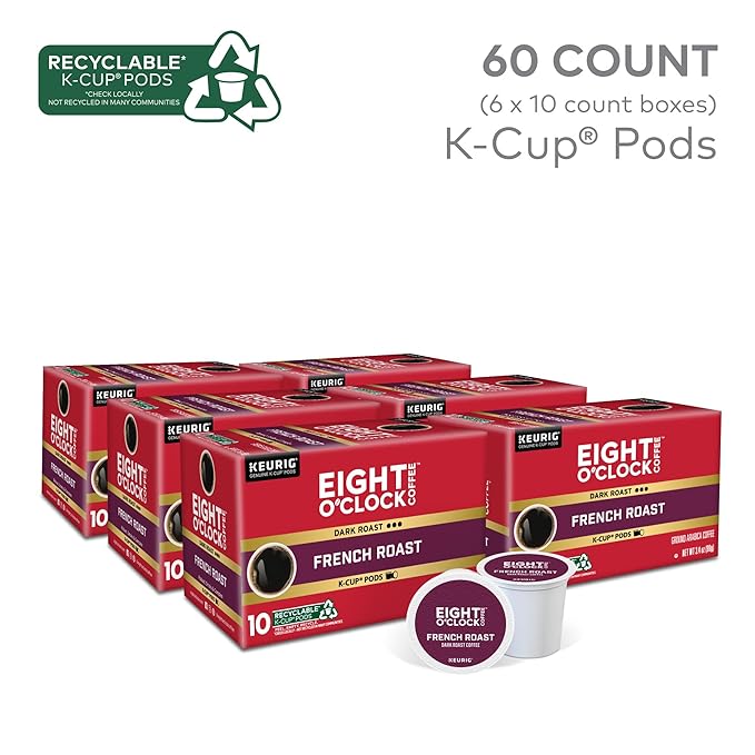 Eight O'Clock Coffee French Roast, Single-Serve Coffee K-Cup Pods, Dark Roast, 60 Count