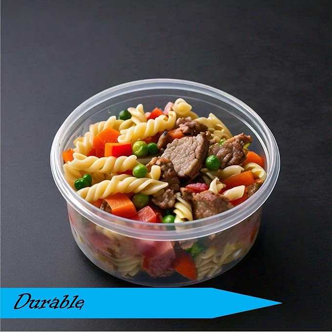 Mr Miracle 8OZ Deli Containers with Lids - 15 Pack of 8 oz Clear Airtight Reusable Plastic Food and Multi-Purpose Deli Containers - Microwave, Freezer, and Dishwasher Safe