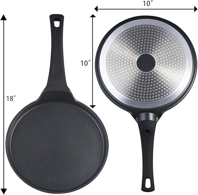 S·KITCHN Nonstick Crepe Pan, Skillet Pan for Dosa Tawa Omelette Tortillas Crispy Pancake, Griddle Pancake Pan, PFOA FREE and Induction Compatible - 10IN