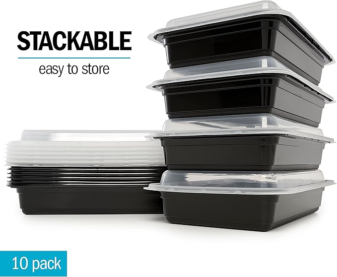 Igluu Meal Prep Containers Reusable (10 Pack) – Food Containers with Lids – Stackable, Microwave, Freezer & Dishwasher Safe – 28oz/828ml – 1 Compartment – BPA-Free