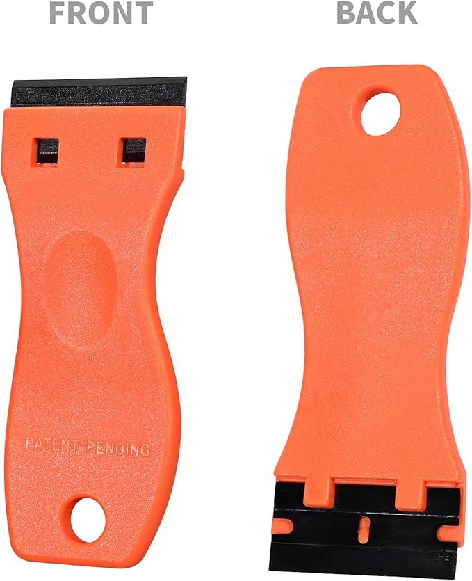 EHDIS 1.5" Plastic Razor Scraper Tool with 10pcs Double Edged Blades for Adhesive Remover,Removing Labels Stickers Decals Taping on Glass Windows(Orange)