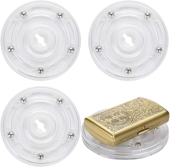 TamBee 4PC 4Inch Acrylic Lazy Susan Turntable Organizer Revolving Display Base White Acrylic for Spice Rack Table Cake Kitchen Pantry Decorating