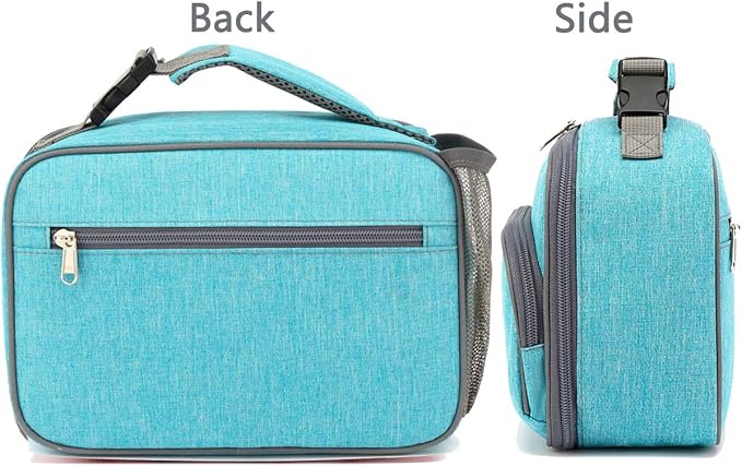 FlowFly Kids Lunch box Insulated Soft Bag Mini Cooler Back to School Thermal Meal Tote Kit for Girls, Boys, Sea Blue