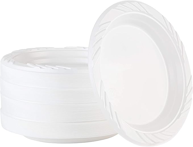 PLASTICPRO 100 Count Disposable 6 Inch White Plastic Dessert Plates