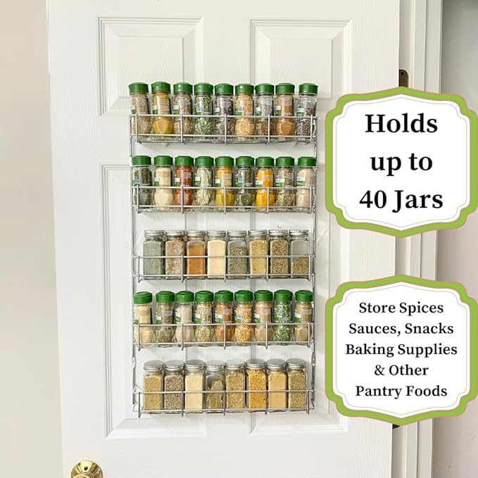 Evelots 5-Tier 40-Jar Hanging Organizer/Wall-Door Mount/Pantry Door Organizer/Large Organizer for Cabinet Door