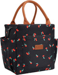 Joymee Lunch Bag Women Insulated Lunch Box Reusable Leakproof Large Spacious Cooler Tote for Women Men Adult with Bottle Holder and Side Pockets for Work Office Travel Picnic - Cherry