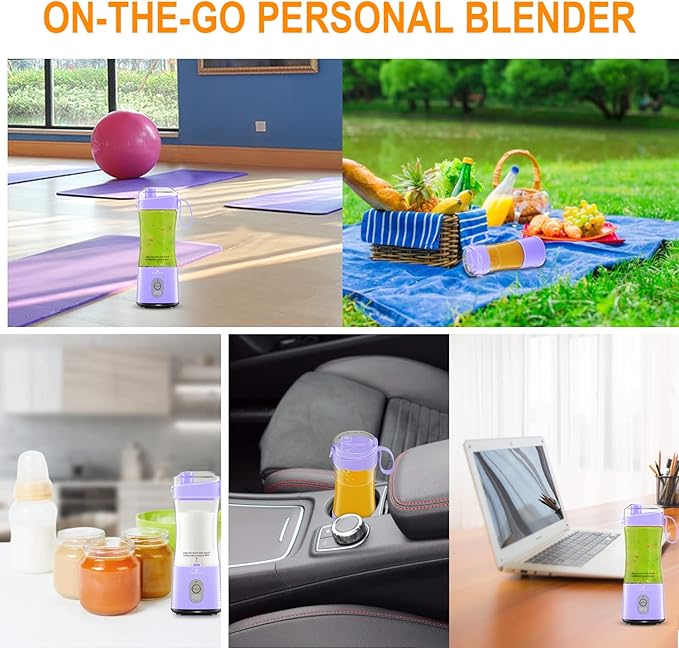 Vaeqozva Mini Blender for Shakes & Smoothies - Battery Operated, USB Rechargeable Personal Blender Cup for Travel, Home, Sport, Office & Outdoors