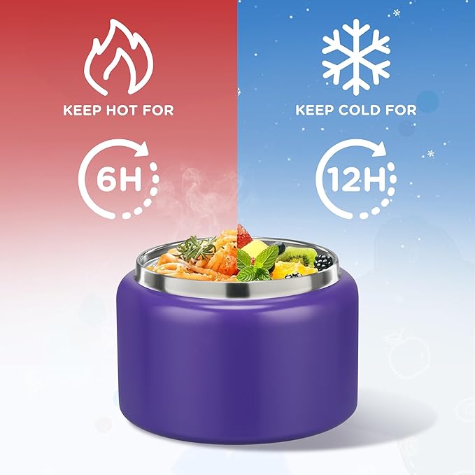MAISON HUIS 8oz Soup Thermo Wide Mouth Vacuum Insulated Thermo Food Jar, Leak Proof Stainless Steel Thermo for Hot&Cold Food Kids Food Lunch Soup Container for School Travel