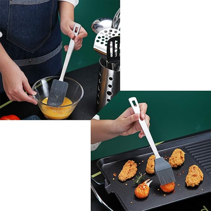 Cooking Spoon, Berglander 6 Pieces Spatula Set Stainless Steel, Metal Spatula, Serving Spoon, Kitchen Tools Set Non-Stick And Heat Resistant, Dishwasher Safe, Easy to Clean (6 Packs)