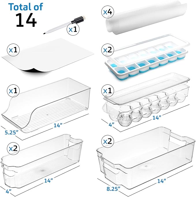 STORAGEBUD Fridge Organizer - 8 Pieces refrigerator organizer bins - Pantry Organization and Storage for Fridge & Refrigerator- BPA Free Freezer Organizer Bins