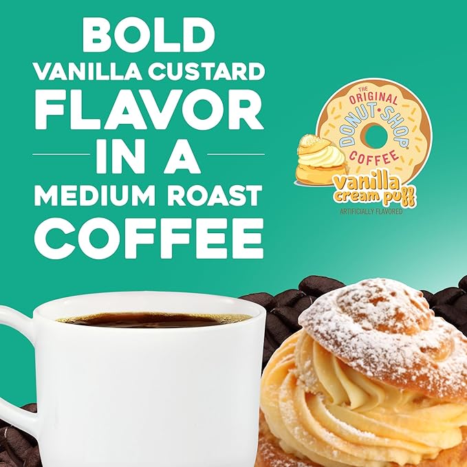 The Original Donut Shop Vanilla Cream Puff Coffee, Keurig Single Serve K-Cup Pods, Medium Roast, 96 Count