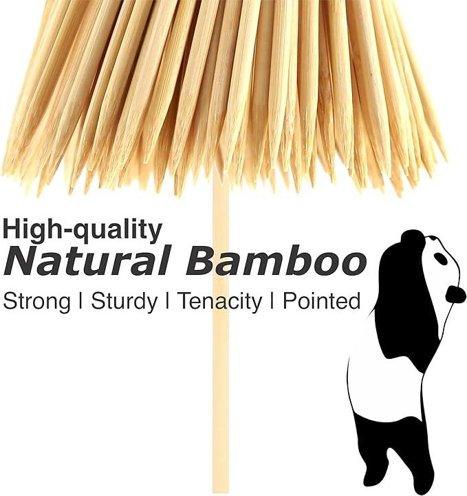 PARTYHIPPO 8 Inch Natural Bamboo Skewers, 4mm Thick, 200 Pack – BBQ Kabob Sticks for Grilling, Fruit, Chocolate Fountain, Crafts & Parties – More Size Choices /8"/10"/12"/14"/16"(8")