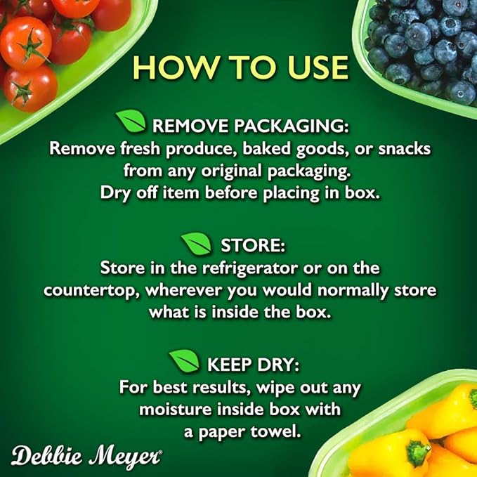 Debbie Meyer UltraLite GreenBox | Reusable Plastic Airtight Food Storage Containers with Lids, Keeps Fruit, Vegetables Fresh Longer, Perfect for in the Fridge Travel On-The-Go or Lunch | 32 Piece Set