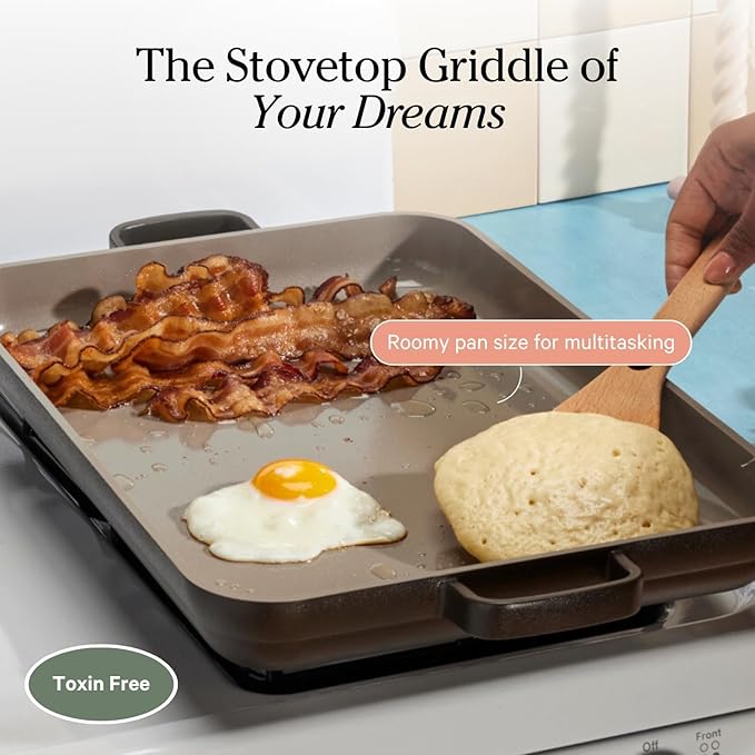 Our Place Griddle Pan - Versatile Nonstick Ceramic Sheet Pan & Stovetop Griddle | Toxin-Free, Dual-Use, with Ergonomic Handles | 5 Qt Capacity, Oven Safe up to 450°F | Sage
