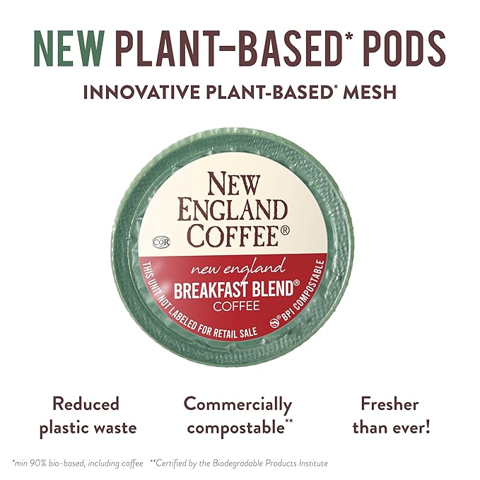 New England Coffee Breakfast Blend Medium Roast Single Serve Pods, 12ct Box (Pack of 2)