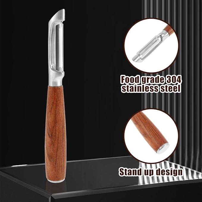 5Pcs I Style Stainless Steel Vegetable Peeler for Fruit Veggie Heat Resistant Incisive Cucumber Peeler With Solid Wood Handle for Home Kitchen Use