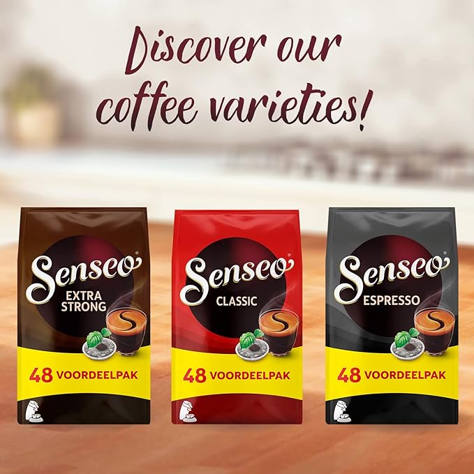 Senseo Strong Dark Roast Coffee Pods – 144 Count (3 Packs) – Bold & Intense Flavor with Rich Crema – Single-Serve Coffee Pads Compatible with Senseo & PeleCom Machines