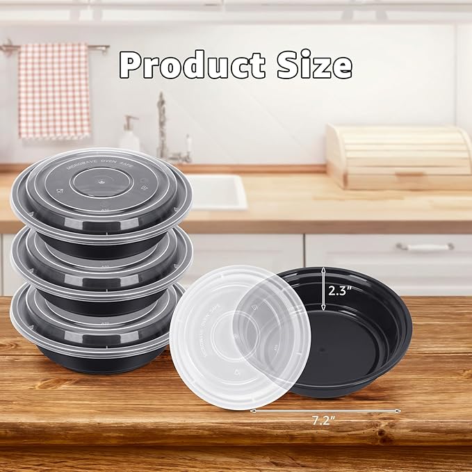 100 PACK 24 oz. Meal Prep Containers, Extra Large & Thick Food Storage Containers with Lids - BPA Free Stackable Microwavable & Dishwasher Safe, Travel, To Go, Bento Box (100)