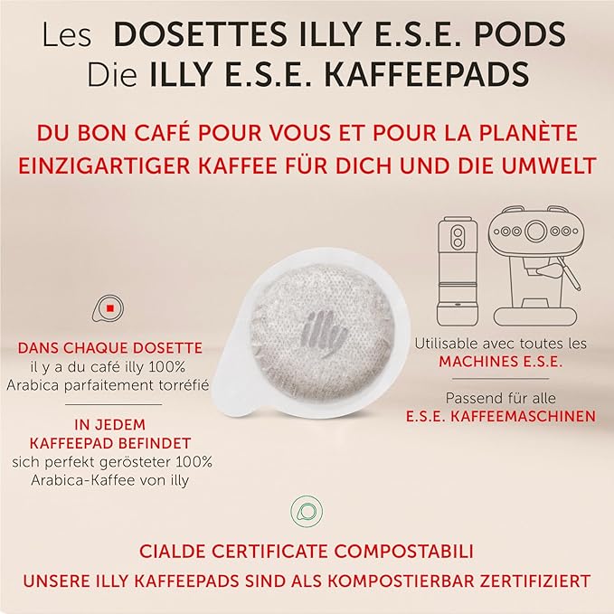 illy E.S.E. Coffee - Single-Serve Pods – Classico Medium Roast - Notes Of Chocolate & Caramel - For E.S.E Machines - Extraordinary Aroma & Body – 18 Count