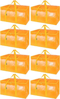 BALEINE 8-Pack Oversized Moving Bags with Reinforced Handles, Heavy-Duty Storage Tote for Clothes, Moving Supplies (Light Yellow, 8-Pack)