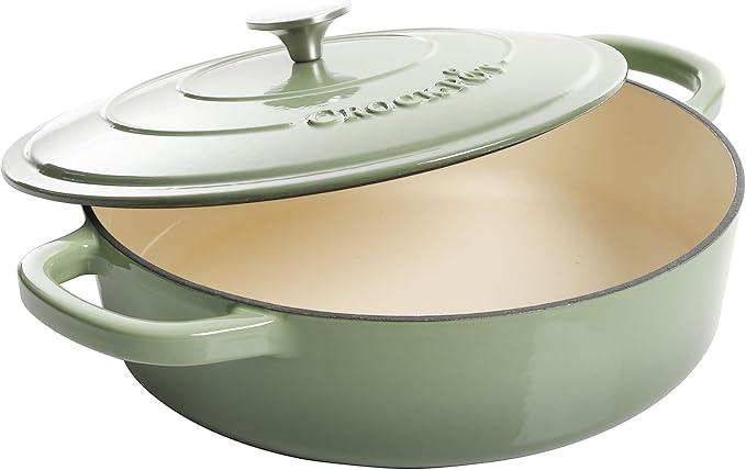 Crock Pot Artisan Enameled Cast Iron Braiser W/Lid, 5-Quart, Pistachio